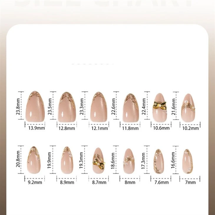 Nude 3D Gold Bow French Press On Nails price